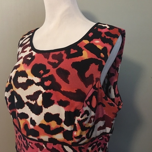 Cato leopard print dress 16. Colors great for fall. Lined, tank style. - Picture 5 of 8